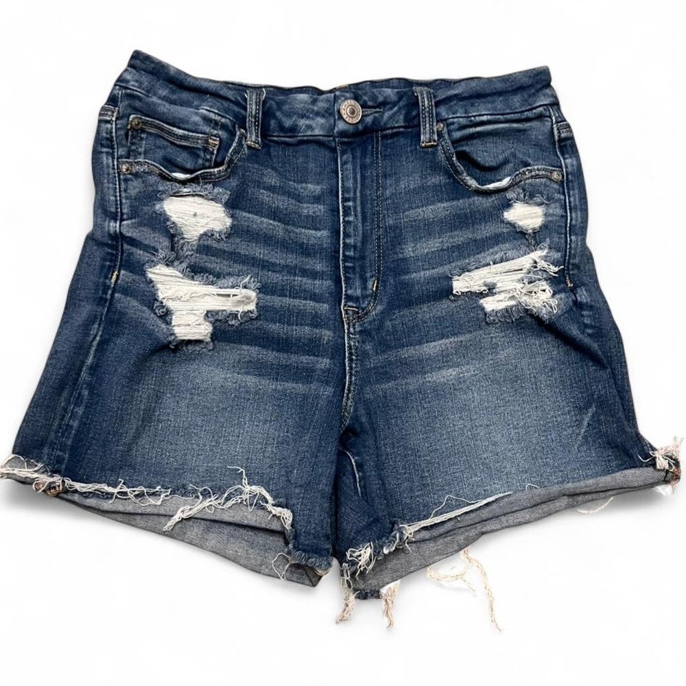 American Eagle Distressed Denim Shorts Stretch Curvy High-rise Women's SZ 10